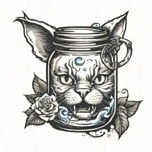 Moonshine Jar With A Cat Head Coming Out The Jar