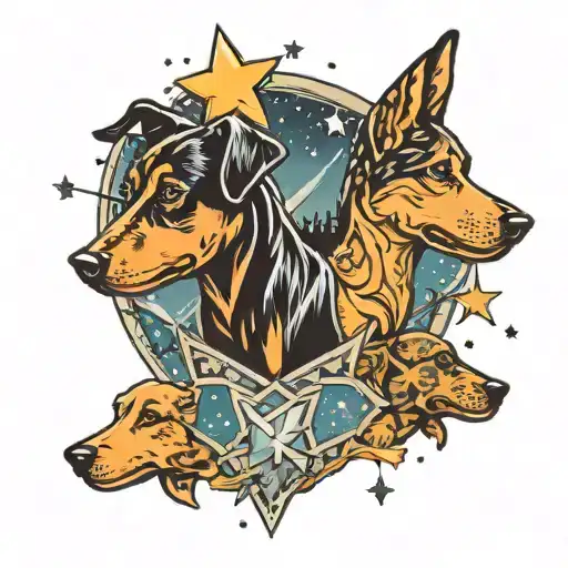 Dogs And Star Filled Sky