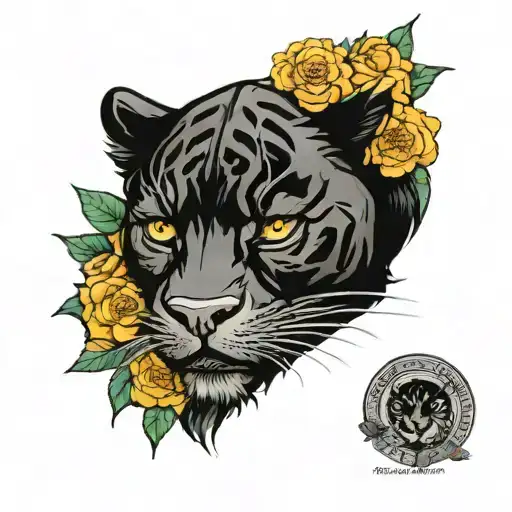 Entire Black Panther With Marigolds