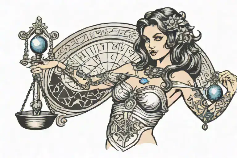 Woman Holding Libra Zodiac Sign