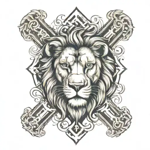 Lion With Cross Intertwined
