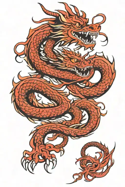 Traditional Red Chinese Dragon Tattoo Wrap Around