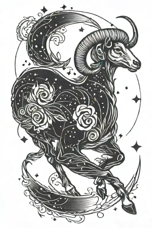 Aries Constellation Tattoo Featuring Start Straight Line