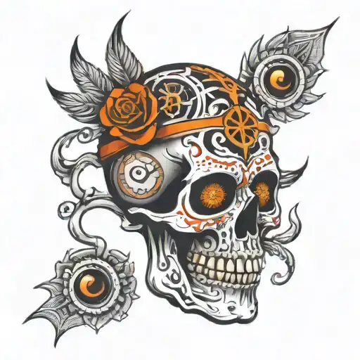 Skull Face With Third Eye Symbol