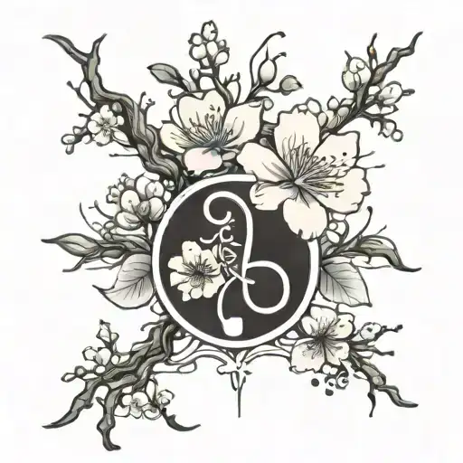 Cherry Blossoms With Ekg Line