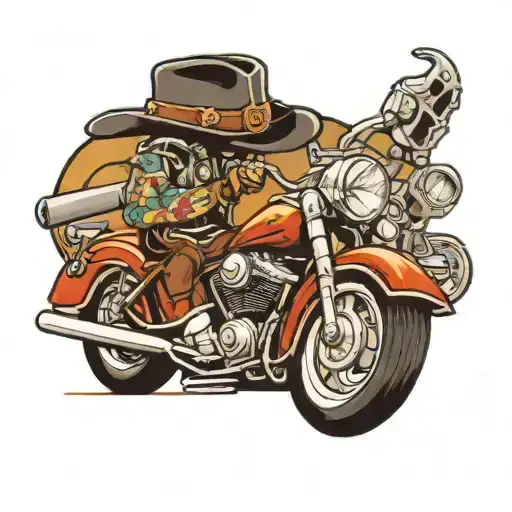 Motorcycle With A Cowboy Hat