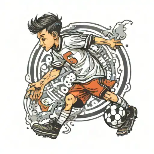 Boy Wearing T-shirt With Number 5 Dreaming To Be A Great Soccer Player