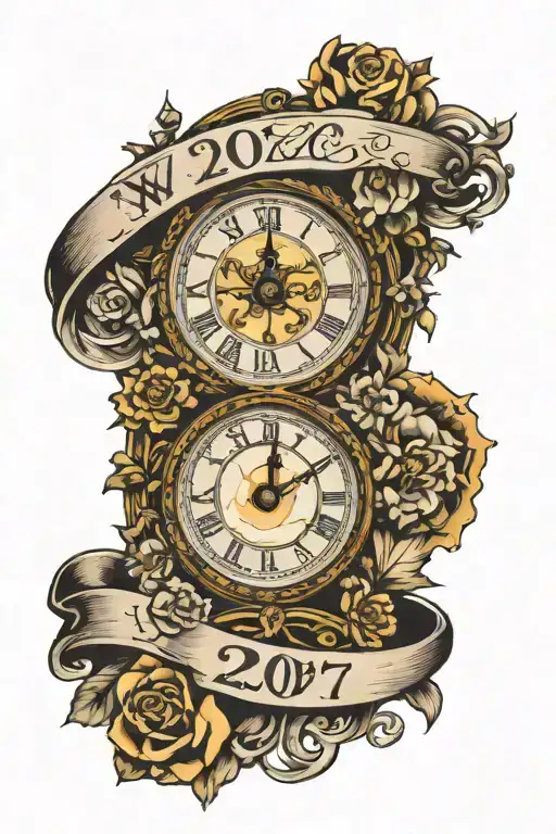 Roman Numeral 2007 With Clock And Time Clock Surrounded