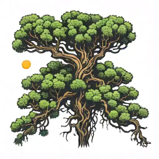 Alien Pine Tree Growing Dim Illuminated