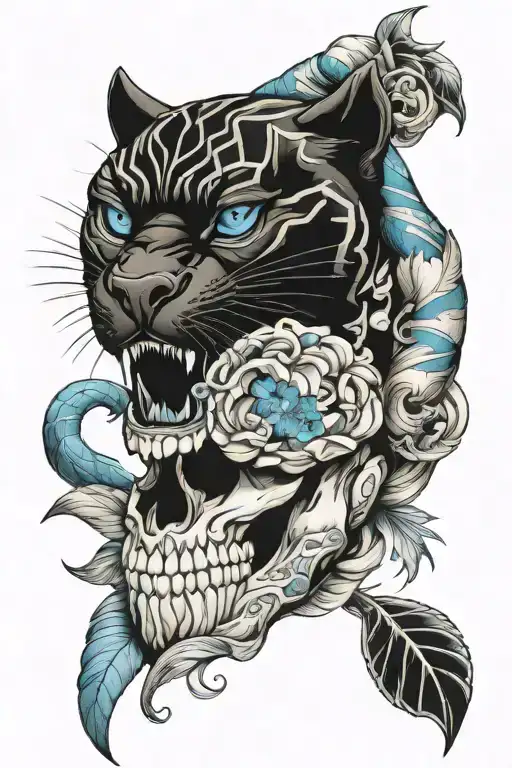 Black Panther Skull Blue Eyes