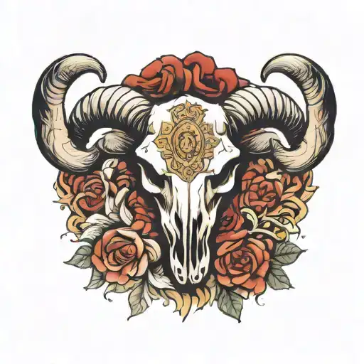 Madala Aries Ram Skull Surrounded