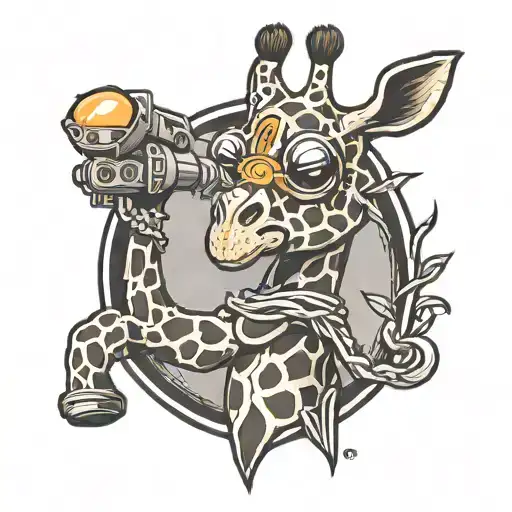 Cartoon Giraffe Shooting An Rpg