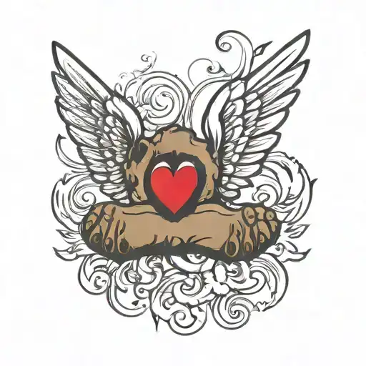 Dog Footprint With Angel Wings