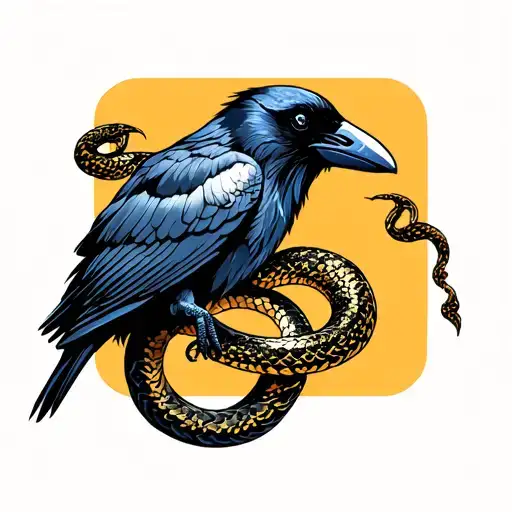 Crow And Snake Coiled