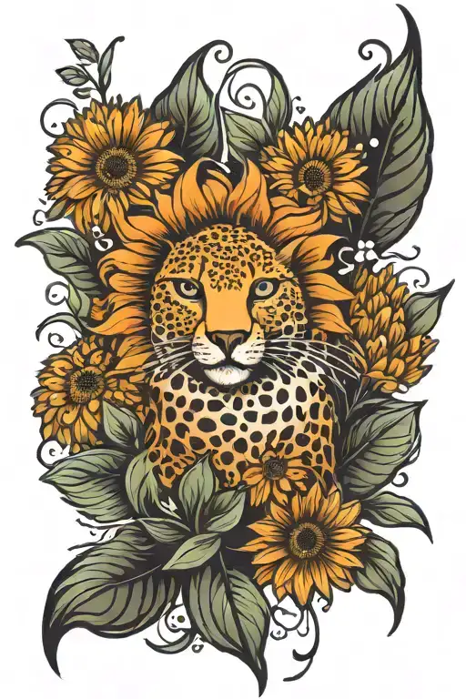 Daisy Flower With Cheetah