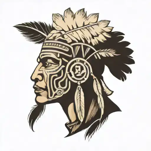 Taino Indian Head Tattoo Holding