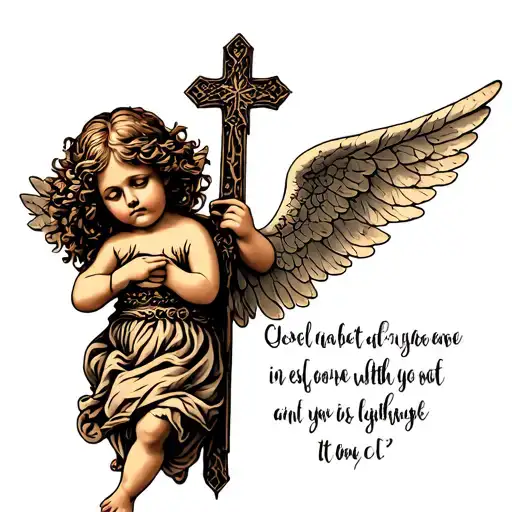 Little Angel With A Cross And A Quote