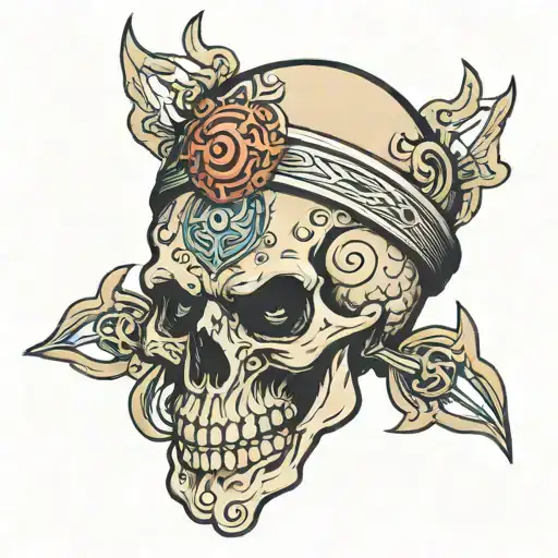 Skull Face With Third Eye Symbol