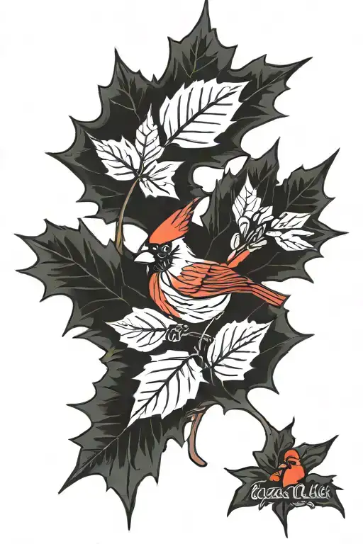 Cardinal On A Maple Leaf