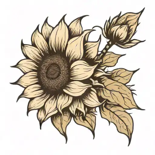 Single Line Sunflower With Stem