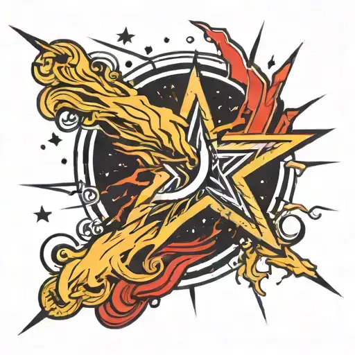 Star With Thunder With Stripes Being Hit