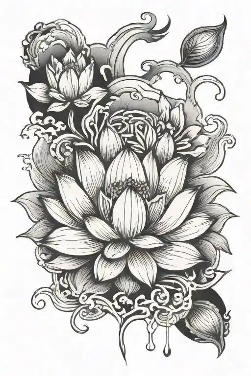 Blooming Lotus Flower And Cloud