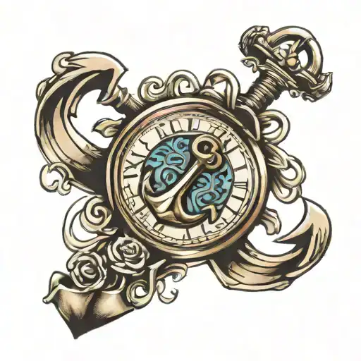 Anchor In Pocket Watch