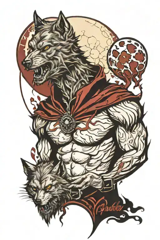Wolf Man Blood Moon