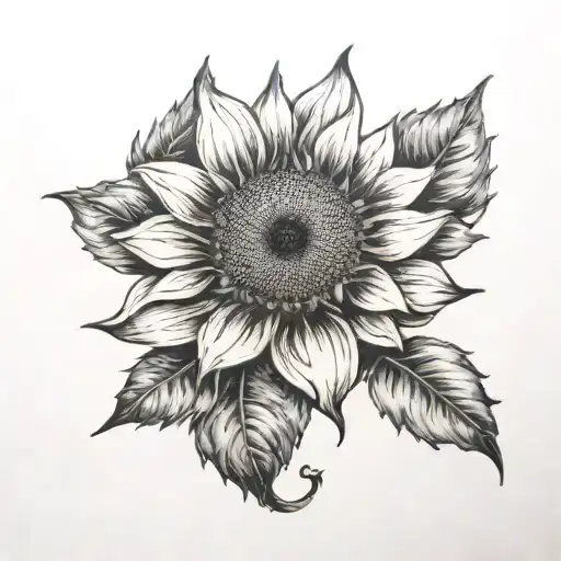 Single Etched Sunflower Blooming