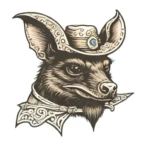 Fruit Bat Wearing Cowboy Hat