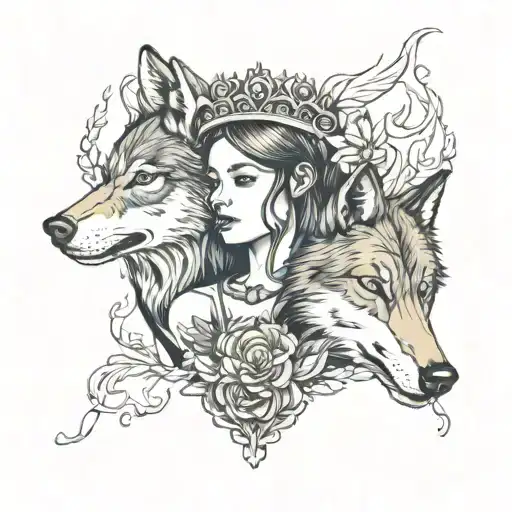 Girl And Wolf Crown