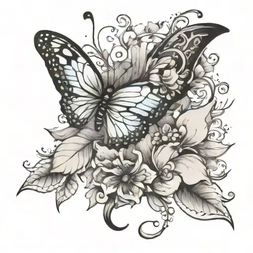 Half Butterfly Half Flowers Semi Colon Butterfly