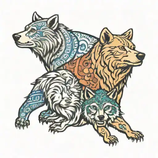 Bear And Wolf On One Hand