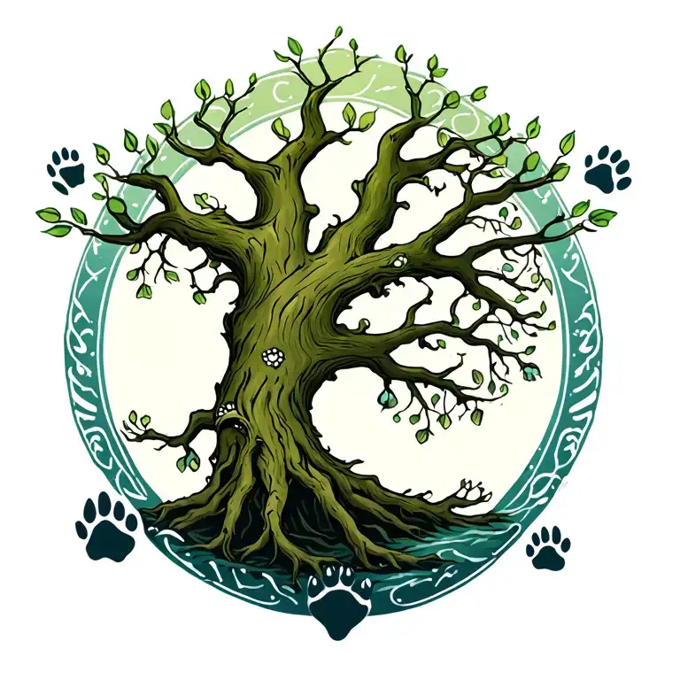 Yggdrasil With Paw Prints