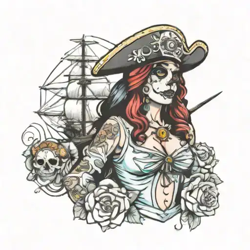 Day Of The Dead Pirate Woman Captain
