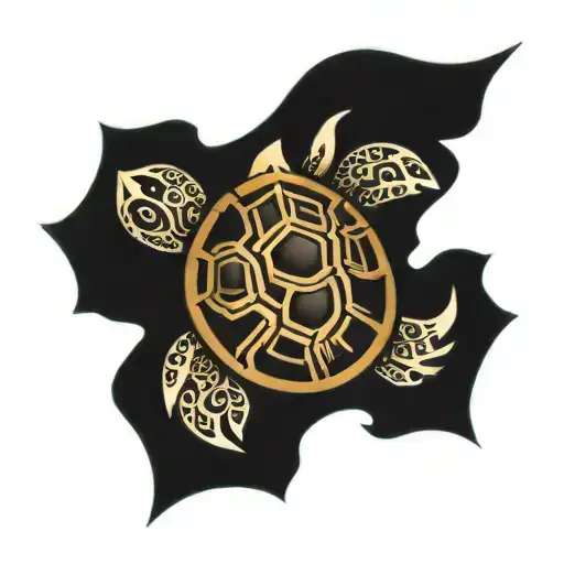 Tribal Turtle With Black Diamond Stone