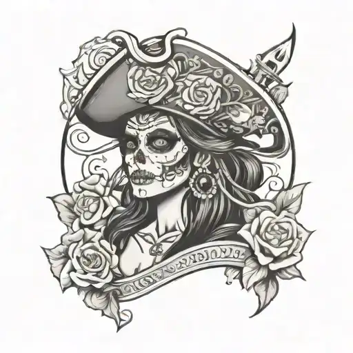 Day Of The Dead Pirate Woman Captain