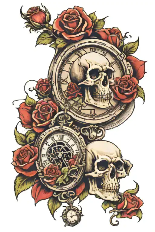 2 Time Pieces With Evil Skull N Roses Wrapped