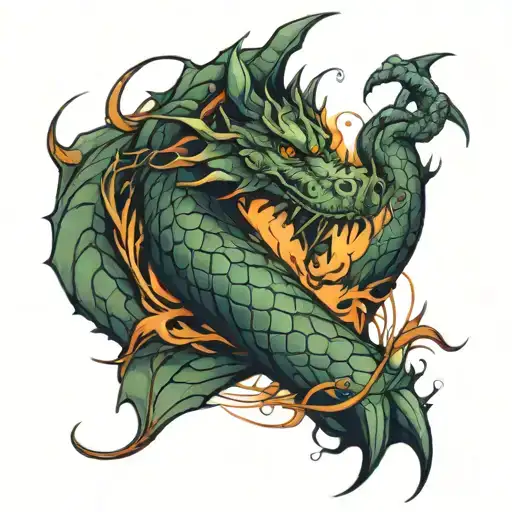 Dragon Wrapped Around Forearm And Arm Sleeve