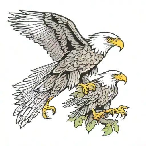 Father Eagle And Two Sons