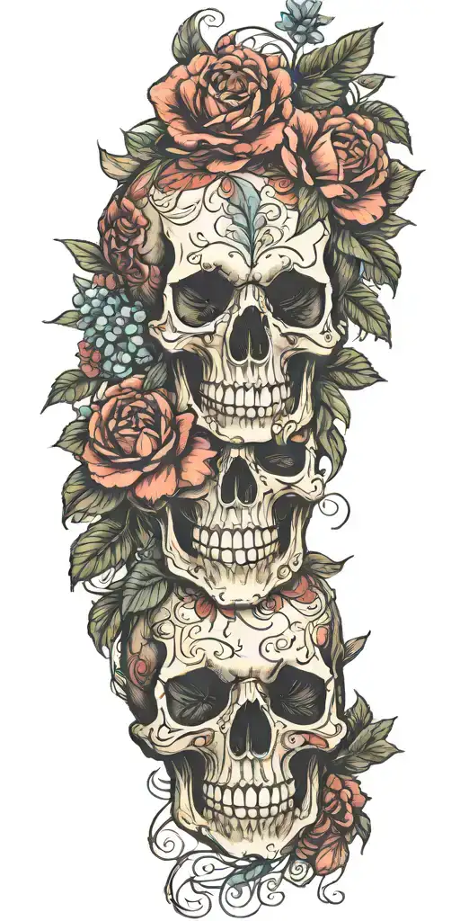 Botanical Skull Sleeve