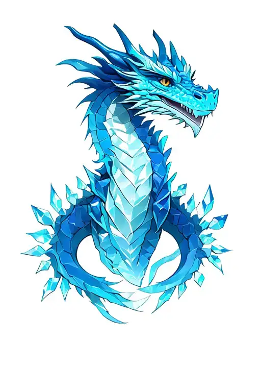 Realistic Blue Dragon Head Made Of Crystals