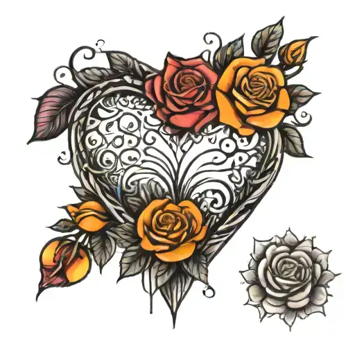 Sunrise Heart Rose Surrounded