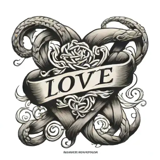 Hercules Knot And Family Word 'Love' Written