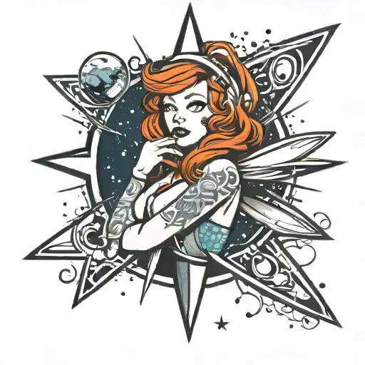Redhead Pinup Space Star