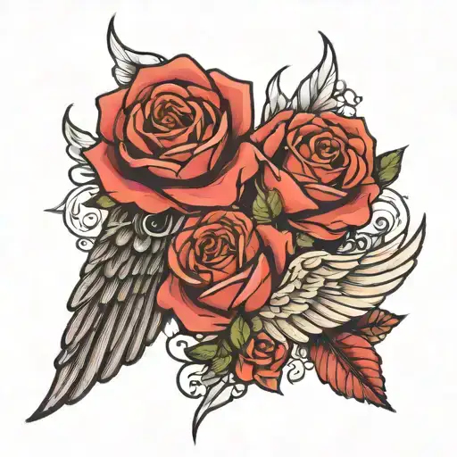 Rose And Wings Mom Dad