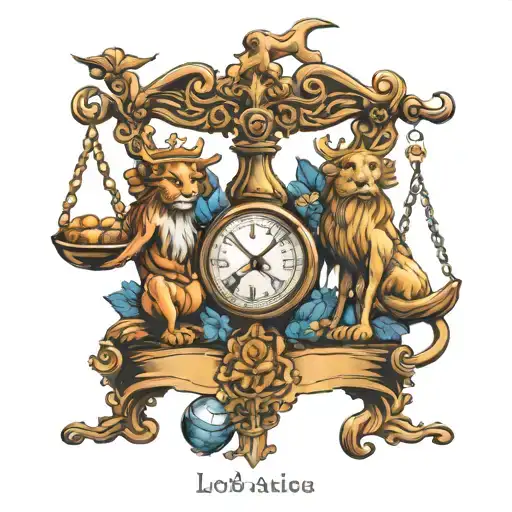 Libra Scales And Leo Zodiac Sign