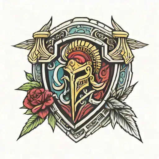 Spartan Shield Lines With Color