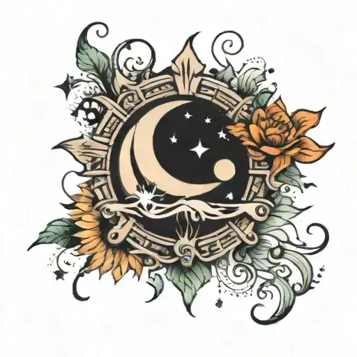 A Small Tattoo With A Moon And A Sun On The Arms For Females