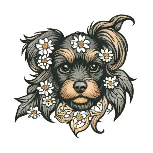 Cavoodle Daisy Flower Paw Print